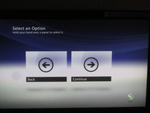selecting an option in kinect